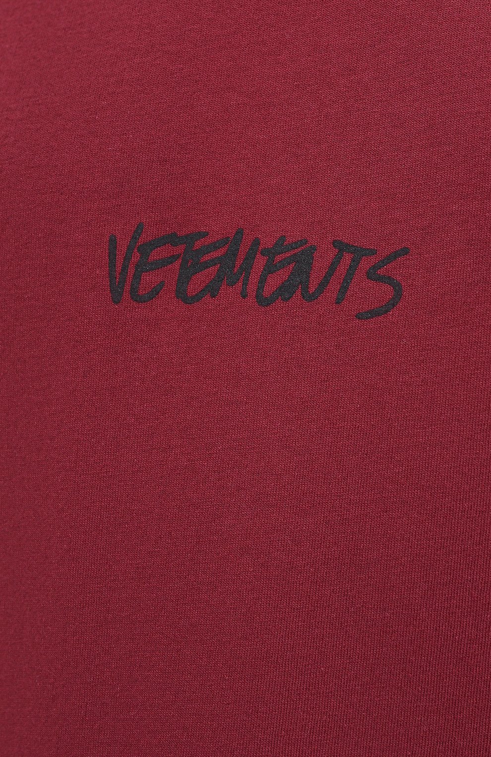 Хлопковая футболка VETEMENTS бордового цвета по цене 35950 руб., арт. UAH21TR619 1600/W, фото 5 Хлопковая футболка VETEMENTS, арт. UAH21TR619 1600/W, фото 5
