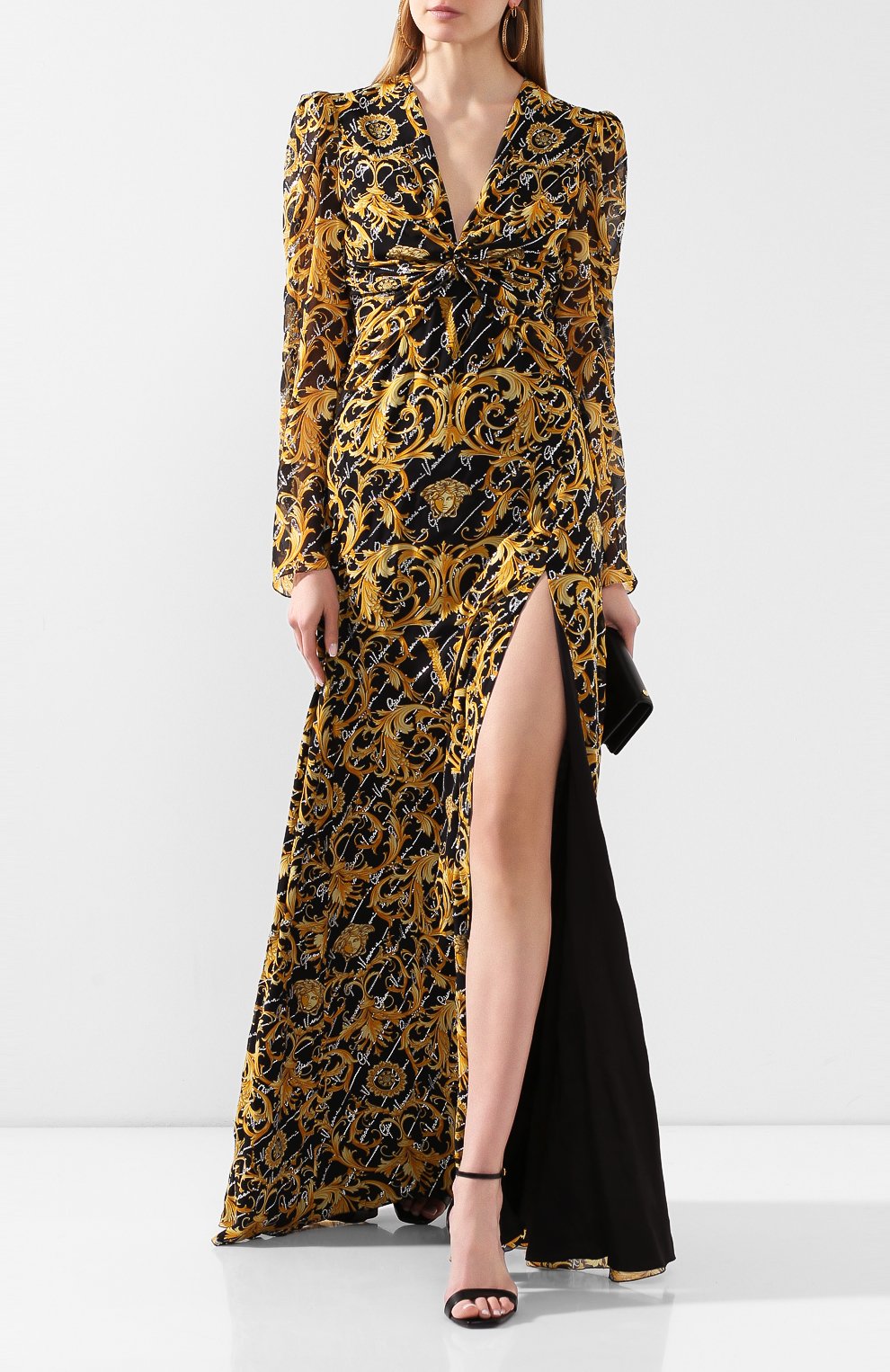 Шелковое платье VERSACE золотого цвета по цене 956000 руб., арт. A85790/A233371, фото 2 Шелковое платье VERSACE, арт. A85790/A233371, фото 2