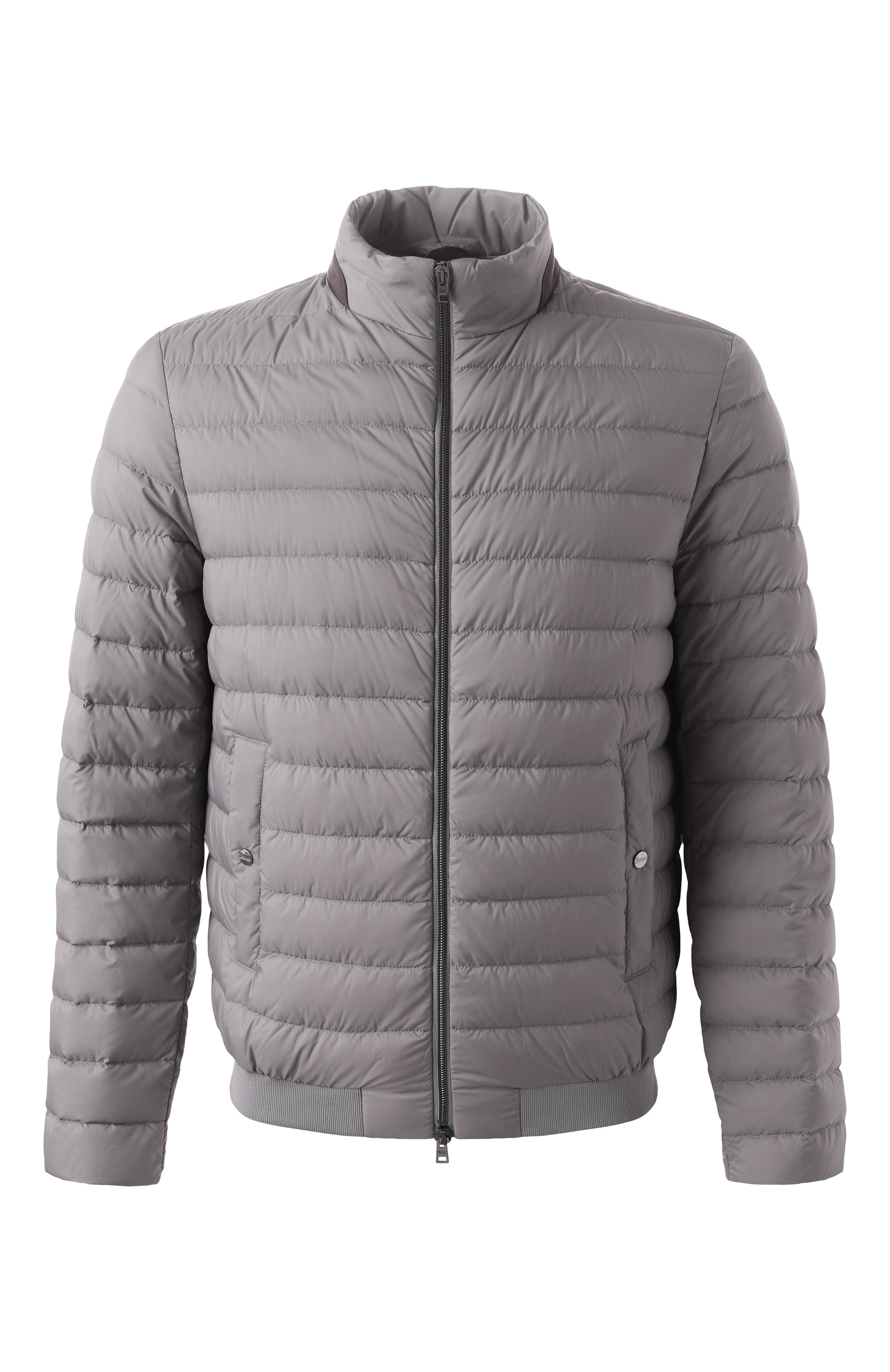 Пуховый бомбер HERNO светло-серого цвета по цене 97700 руб., арт. PI001216U/12456Z, фото 1 Пуховый бомбер HERNO, арт. PI001216U/12456Z, фото 1