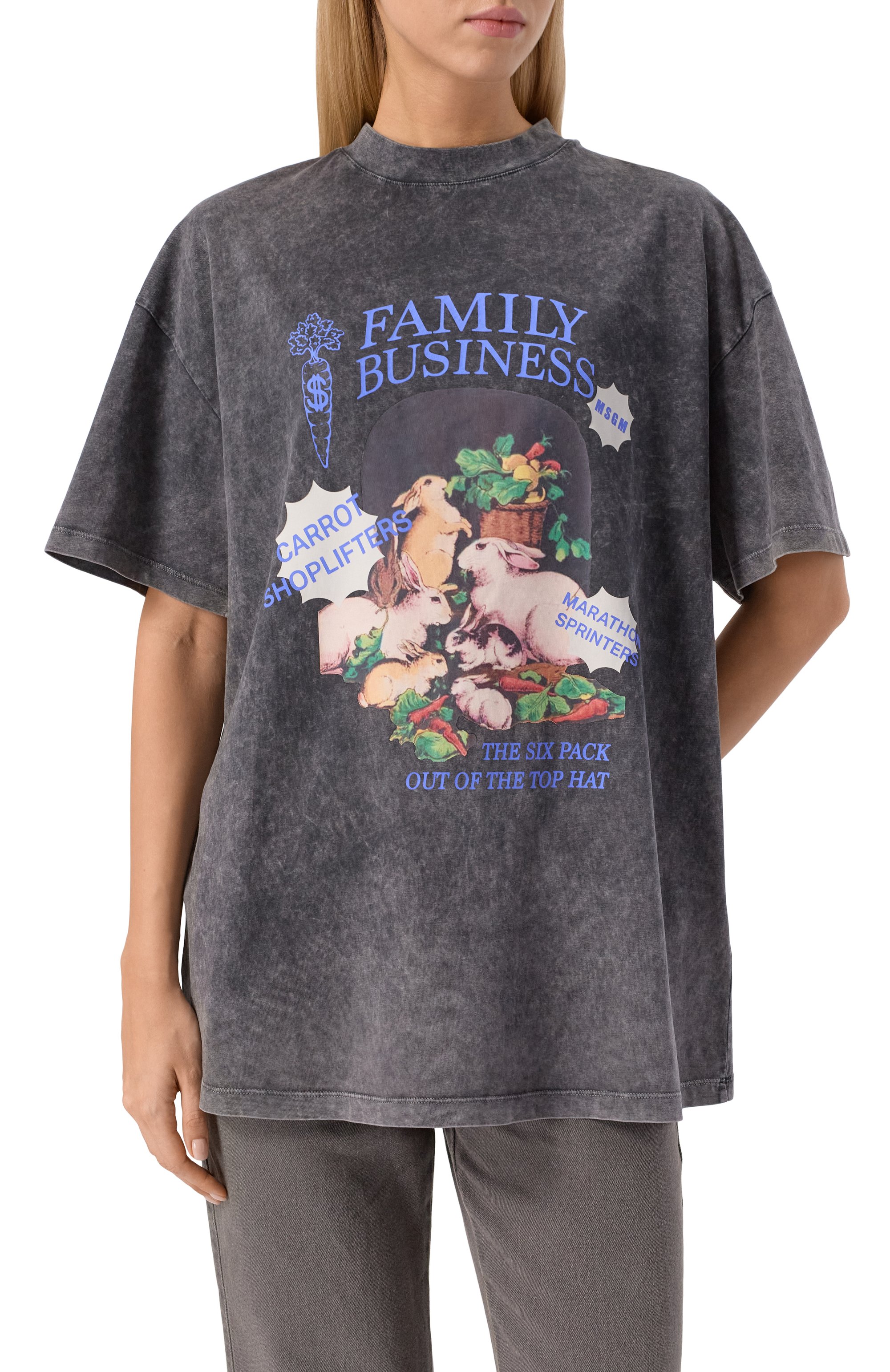 Хлопковая футболка MSGM серого цвета по цене 13500 руб., арт. 3940MM107SE/257589, фото 3 Хлопковая футболка MSGM, арт. 3940MM107SE/257589, фото 3