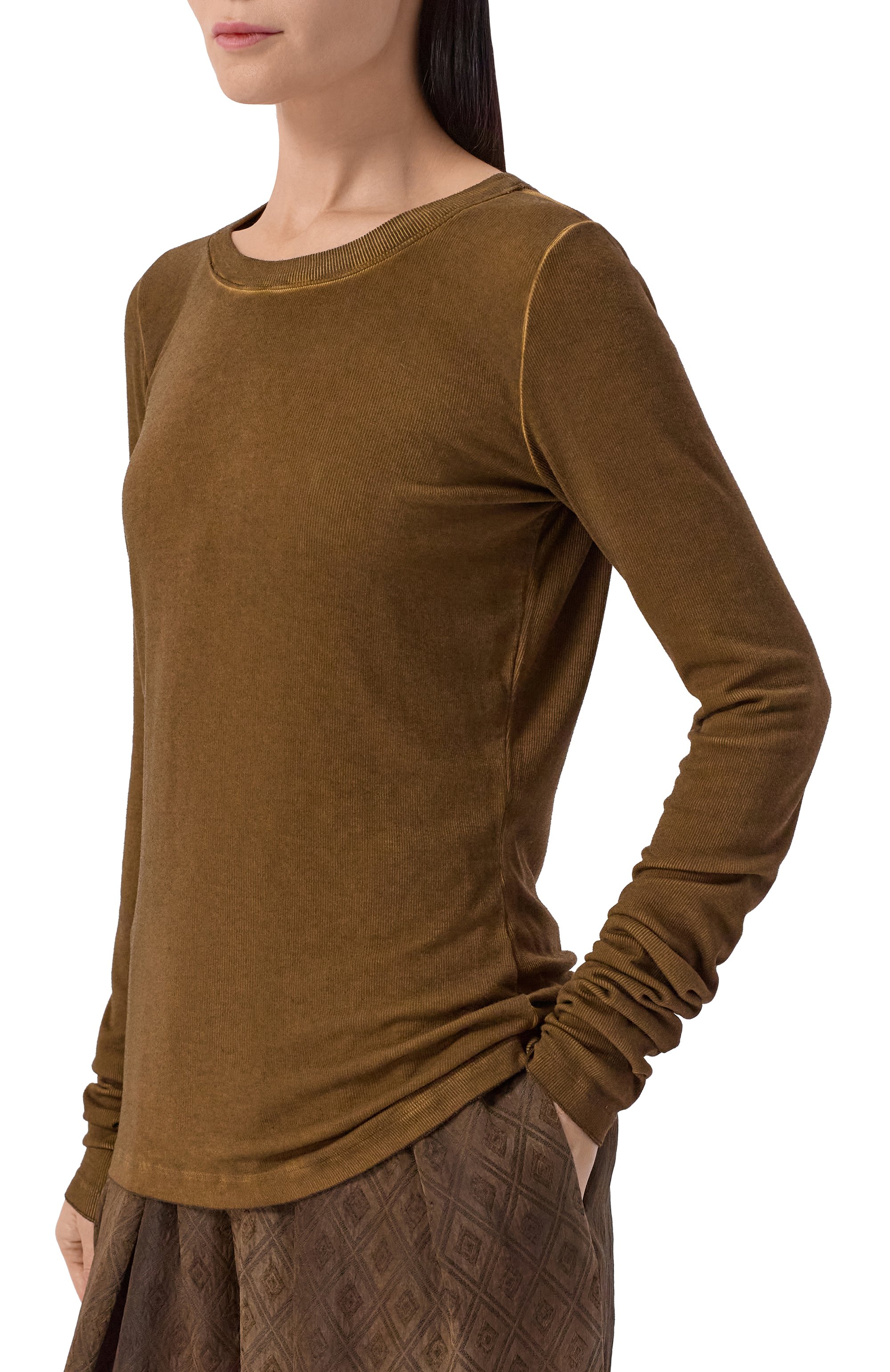 Лонгслив из вискозы UMA WANG светло-коричневого цвета по цене 39950 руб., арт. UP1034, фото 3 Лонгслив из вискозы UMA WANG, арт. UP1034, фото 3