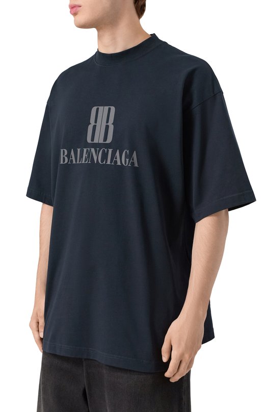 Хлопковая футболка Balenciaga 764235/TSVU4 Серый  764235/TSVU4 Фото 3