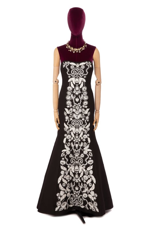 

Шелковое платье Oscar de la Renta, Чёрно-белый