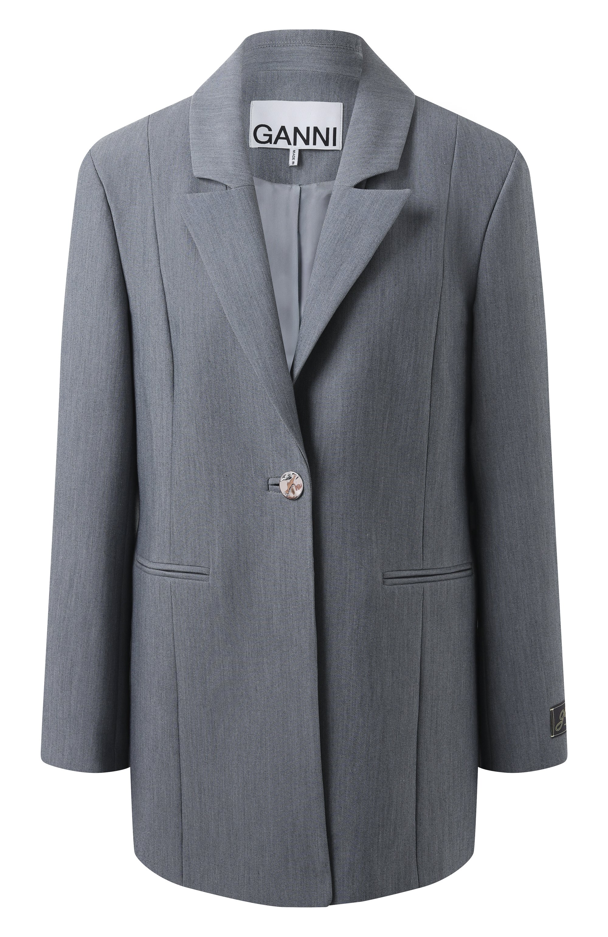 Жакет GANNI серого цвета по цене 61550 руб., арт. W0109/6871, фото 1 Жакет GANNI, арт. W0109/6871, фото 1