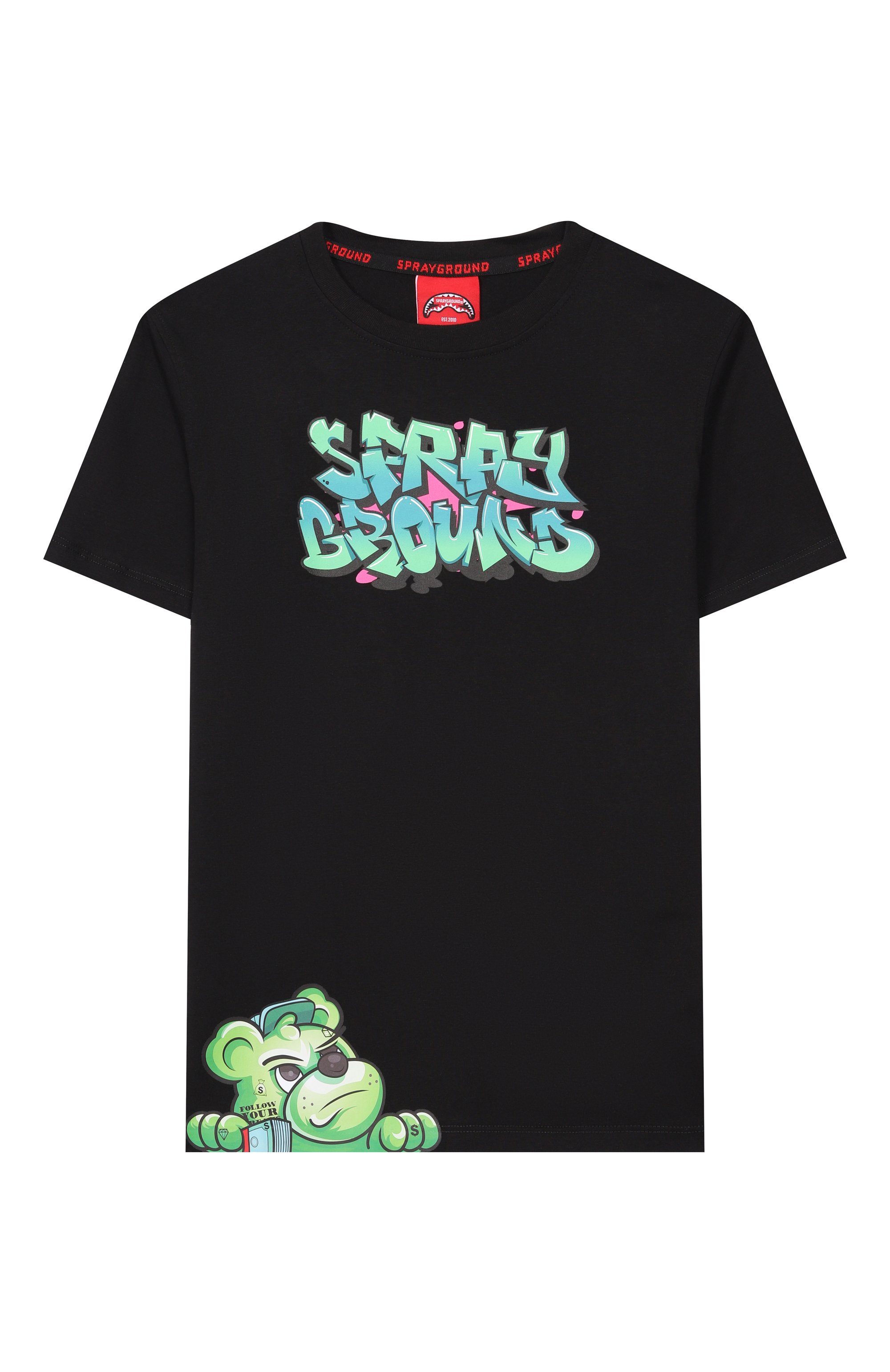 Хлопковая футболка SPRAYGROUND черного цвета по цене 9240 руб., арт. SPY1396BLK, фото 1 Хлопковая футболка SPRAYGROUND, арт. SPY1396BLK, фото 1