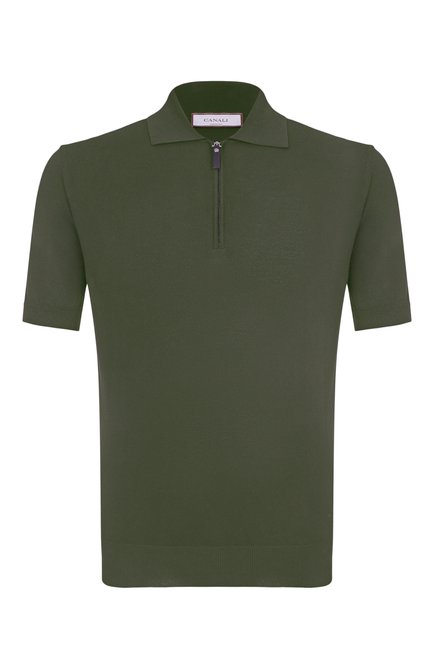 Мужское хлопковое пол�о CANALI темно-зеленого цвета, арт. C0454/MK00145 | Фото 1 (Длина (для топов): Стандартные; Драгоценные камни: Проставлено; Материал внешний: Хлопок; Рукава: Короткие; Материал сплава: Проставлено)