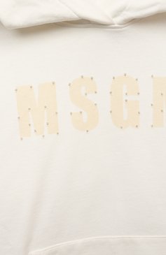 Детский хлопковое худи MSGM KIDS кремвого цвета, арт. F3MSJUHS177 | Фото 3 (Рукава: Длинные; Материал сплава: Простав�лено; Материал внешний: Хлопок; Драгоценные камни: Проставлено; Девочки Кросс-КТ: Худи-одежда)