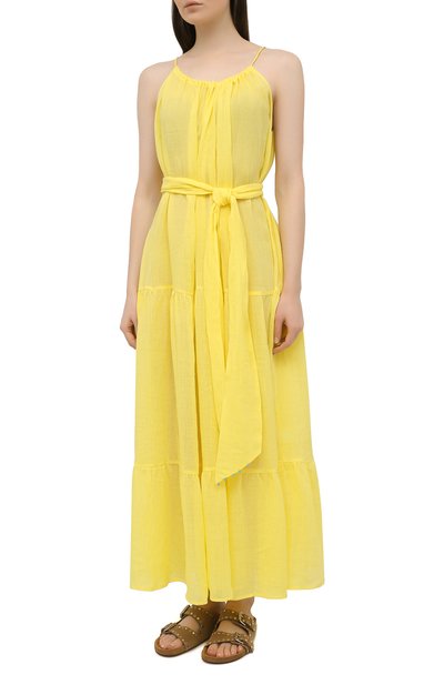 Льняное платье A MERE CO желтого цвета по цене 55050 руб., арт. AMC-RSS21-32Y, фото 3 Льняное платье A MERE CO, арт. AMC-RSS21-32Y, фото 3