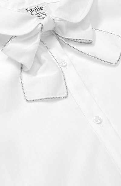 Хлопковая блуза свободного кроя с оборкой и бантом ALETTA белого цвета по цене 12150 руб., арт. AC777365ML/9A-16A, фото 3 Хлопковая блуза свободного кроя с оборкой и бантом ALETTA, арт. AC777365ML/9A-16A, фото 3