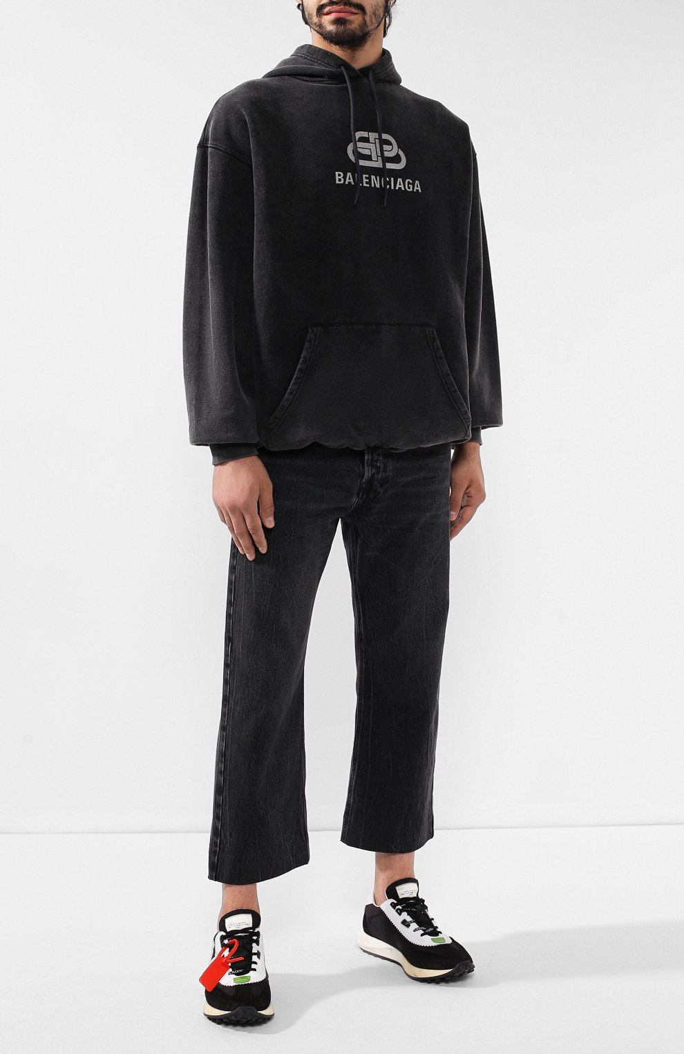 Хлопковое худи BALENCIAGA темно-серого цвета по цене 79950 руб., арт. 570811/TGV74, фото 2 Хлопковое худи BALENCIAGA, арт. 570811/TGV74, фото 2
