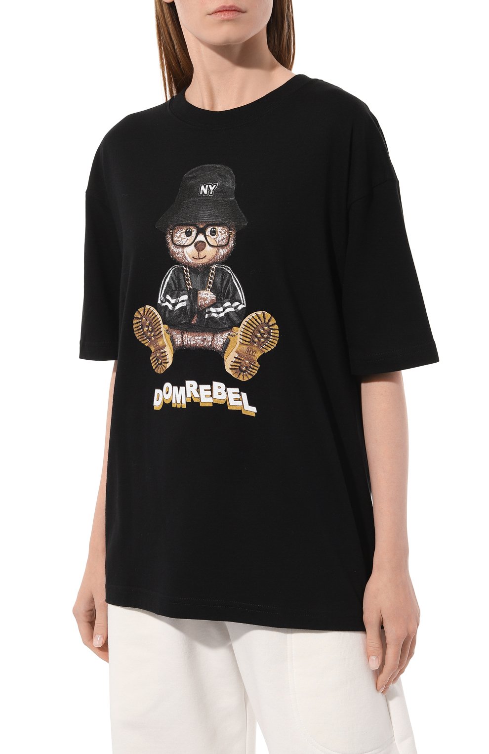 Хлопковая футболка DOMREBEL черного цвета по цене 15400 руб., арт. NY BEAR (CARRY-0VER)/T-SHIRT, фото 3 Хлопковая футболка DOMREBEL, арт. NY BEAR (CARRY-0VER)/T-SHIRT, фото 3