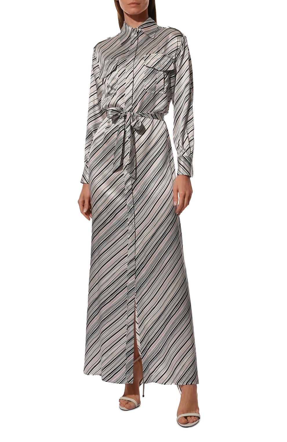 Атласное платье KITON черно-белого цвета по цене 111000 руб., арт. D47321K0991A, фото 3 Атласное платье KITON, арт. D47321K0991A, фото 3