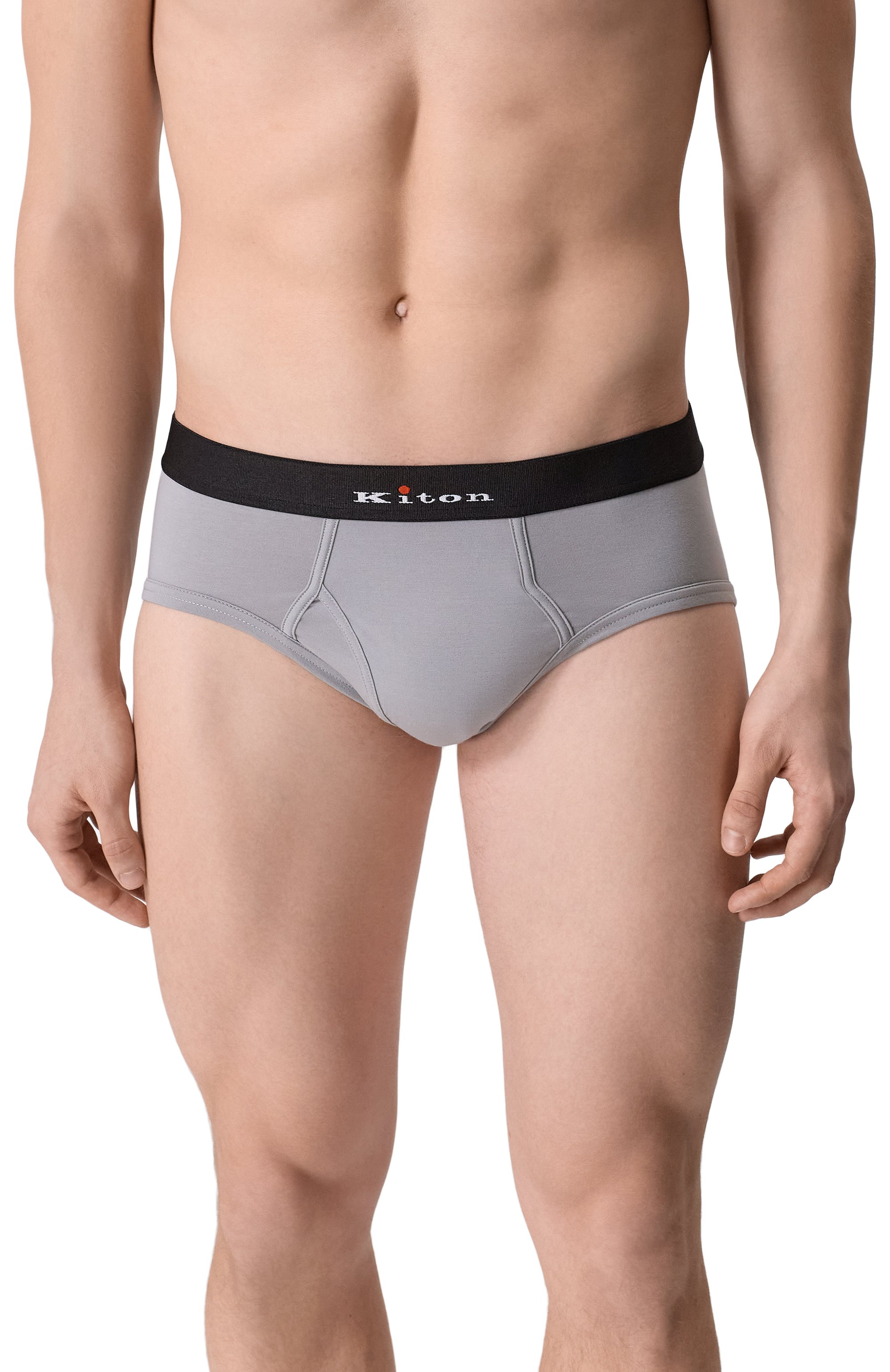 Хлопковые брифы KITON серого цвета по цене 22450 руб., арт. UNWBX15K0727H08, фото 2 Хлопковые брифы KITON, арт. UNWBX15K0727H08, фото 2