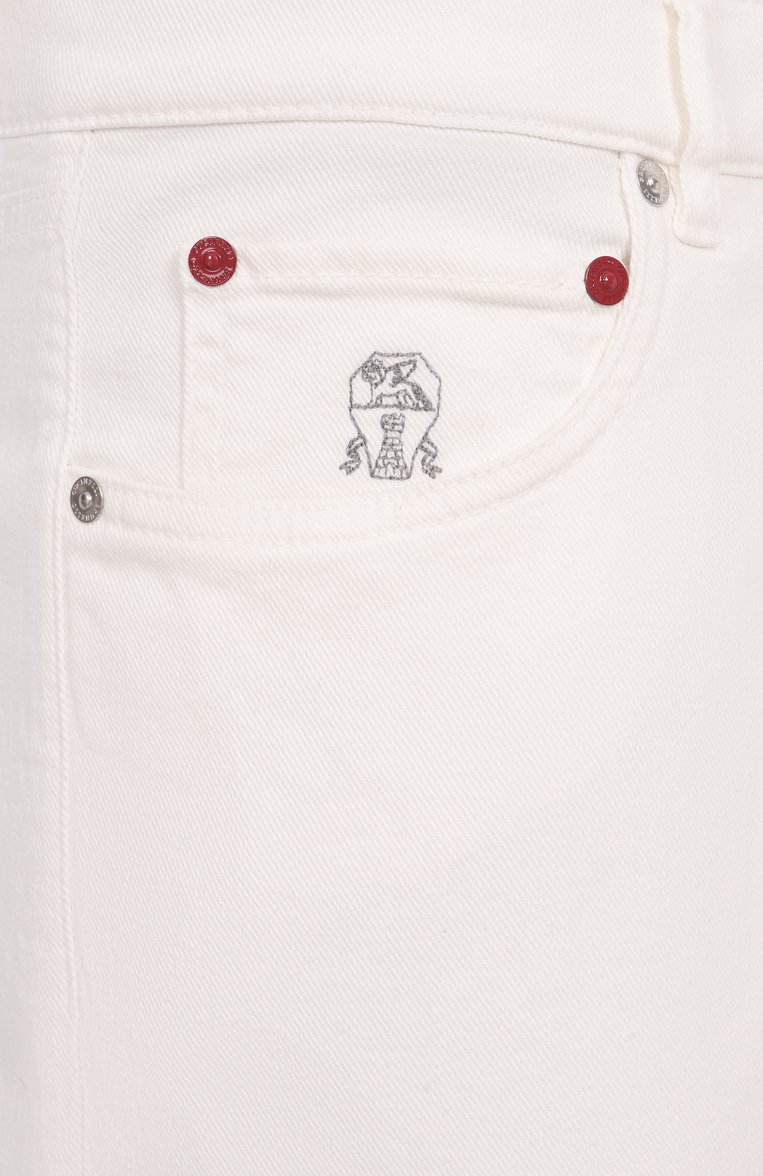 Мужские джинсы iconic fit BRUNELLO CUCINELLI белого цвета, арт. MP77P01090 | Фото 6 (Автоматизация ТО: Проставлено; Материал внешний: Хлопок, Деним; Автоматизация состава: Проставлено; Длина (брюки, джинсы): Стандартные; Кросс-КТ: Деним; Стили: Классический; Силуэт М (брюки): Прямые; Детали: Без декора)