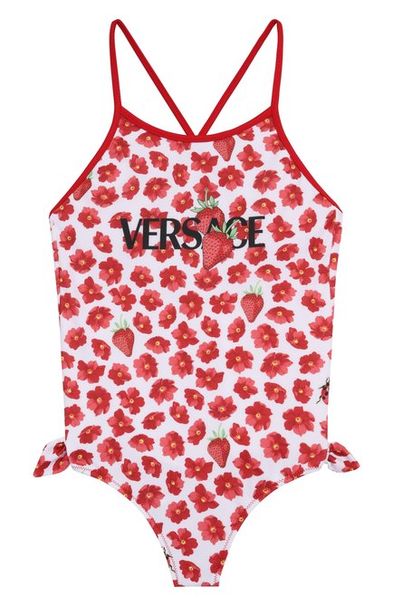 Детского слитный купальник VERSACE красного цвета, арт. 1018705/1A13286 | Фото 1 (Нос: Не проставлено; Материал сплава: Проставлено)