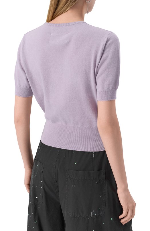 Шерстяной пуловер Maison Margiela S51HL0018/M13090 Сиреневый  S51HL0018/M13090 Фото 4