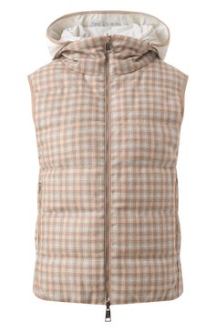 Женский двусторонний жилет KITON бежевого цвета, арт. D53628K0610E70 | Фото 1 (Материал внешний: Кашемир, Шерсть; Материал подклада: Синтетический материал; Материал сплава: Проставлено; Стили: Кэжуэл; Кросс-КТ: Пуховик)