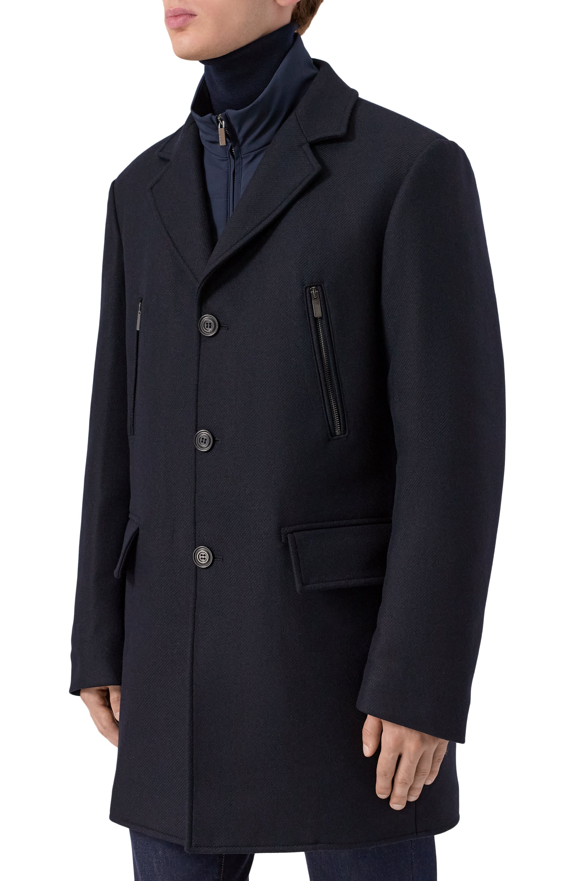 Шерстяное пальто PAUL&SHARK темно-синего цвета по цене 124000 руб., арт. 15312170, фото 3 Шерстяное пальто PAUL&SHARK, арт. 15312170, фото 3