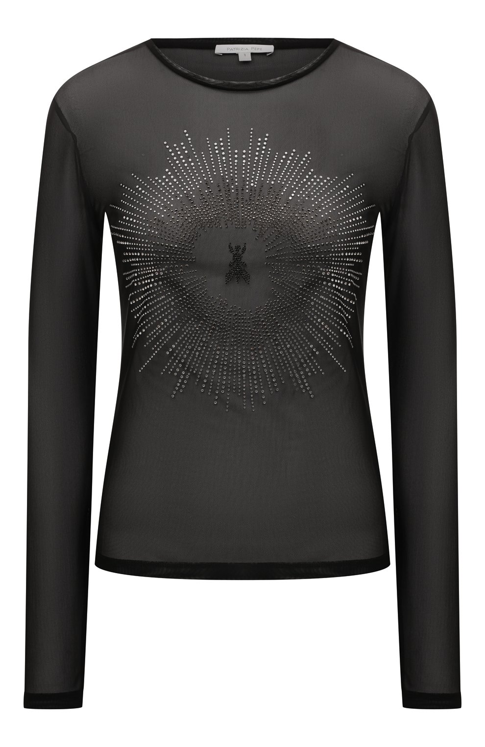 Топ с отделкой пайетками PATRIZIA PEPE черного цвета по цене 13800 руб., арт. 8M1519_J134, фото 1 Топ с отделкой пайетками PATRIZIA PEPE, арт. 8M1519_J134, фото 1