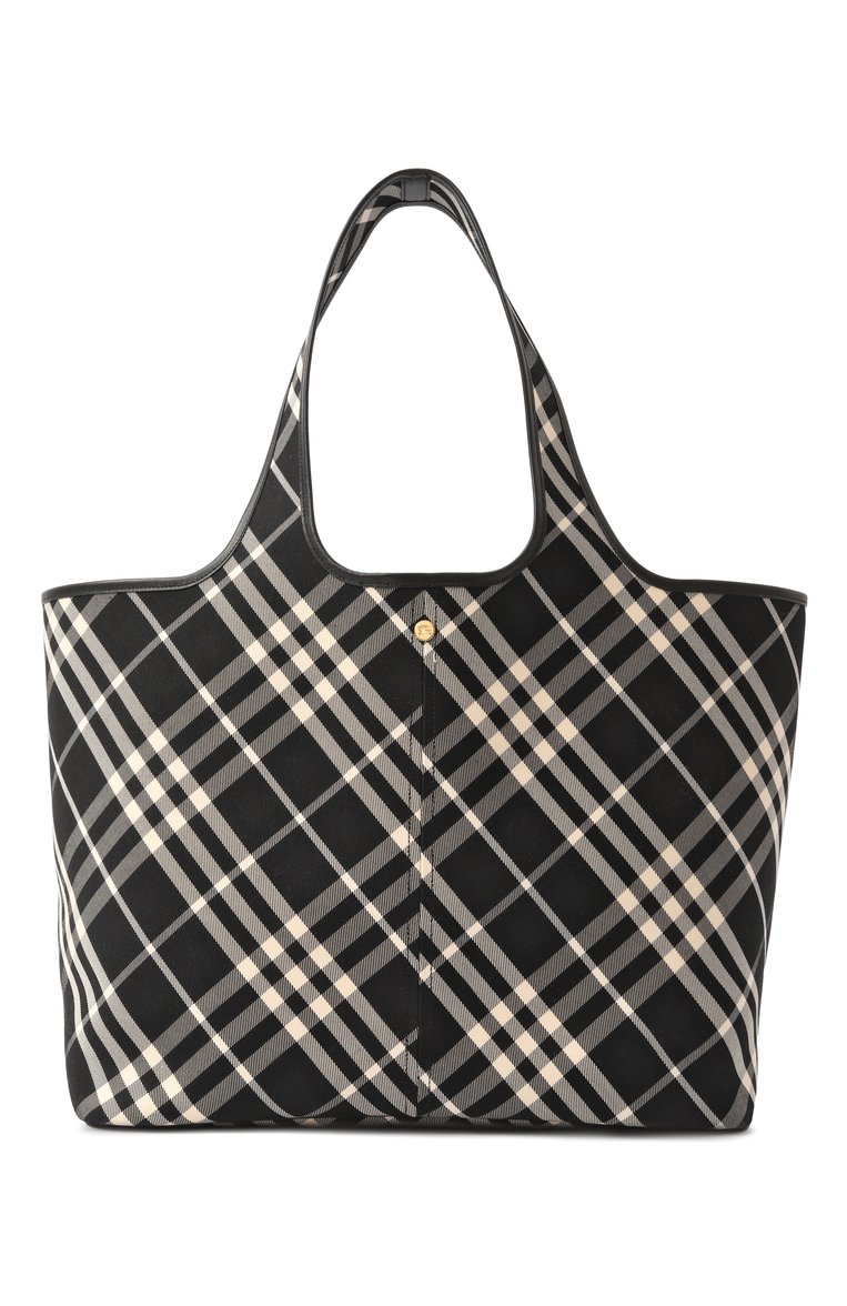Женская сумка-тоут BURBERRY черно-белого цвета, арт. 8093978 | Фото 1 (Материал: Текстиль; Драгоценные камни: Проставлено; Материал сплава: Проставлено; Размер: large)