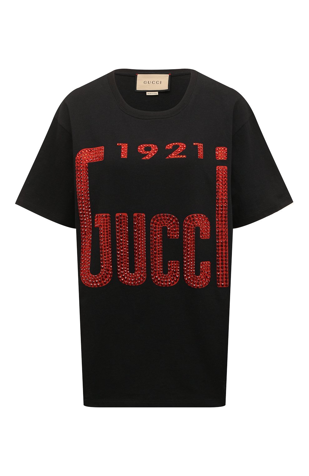 Хлопковая футболка GUCCI черного цвета по цене 83800 руб., арт. 615044/XJD3H, фото 1 Хлопковая футболка GUCCI, арт. 615044/XJD3H, фото 1