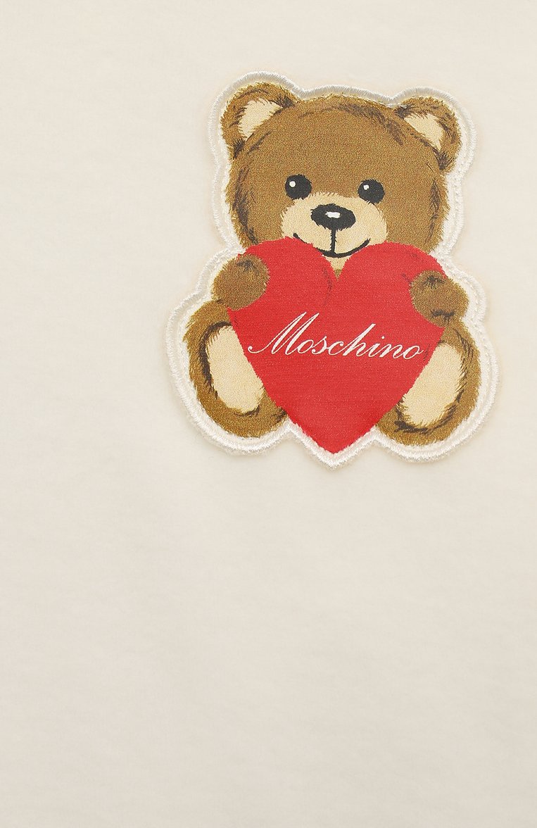 Детская комплект из худи и брюк MOSCHINO белого цвета, арт. HDK02L/LGA07/4A-8A | Фото 6 (Рукава: Длинные; Материал внешний: Хлопок; Девочки Кросс-КТ: Костюмы-спорт)