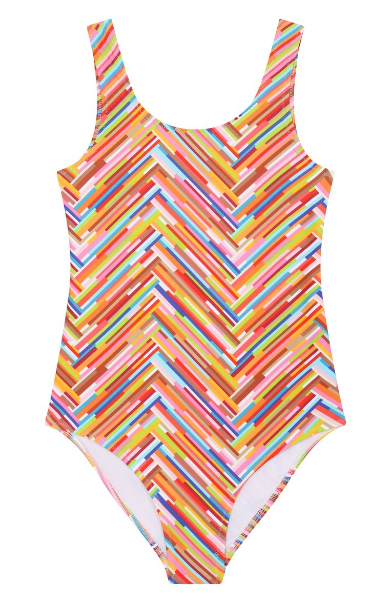 Детского слитный купальник MISSONI разноцветного цвета, арт. MWCA49/Z2891/6-10 | Фото 1 (Нос: Не проставлено; Девочки Кросс-КТ: Купальники-пляж; Принт: С принтом; Материал внешний: Синтетический материал; Ростовка одежда: 8 лет | 128 см, 10 - 11 лет | 140 - 146см, 6 лет | 116 см)