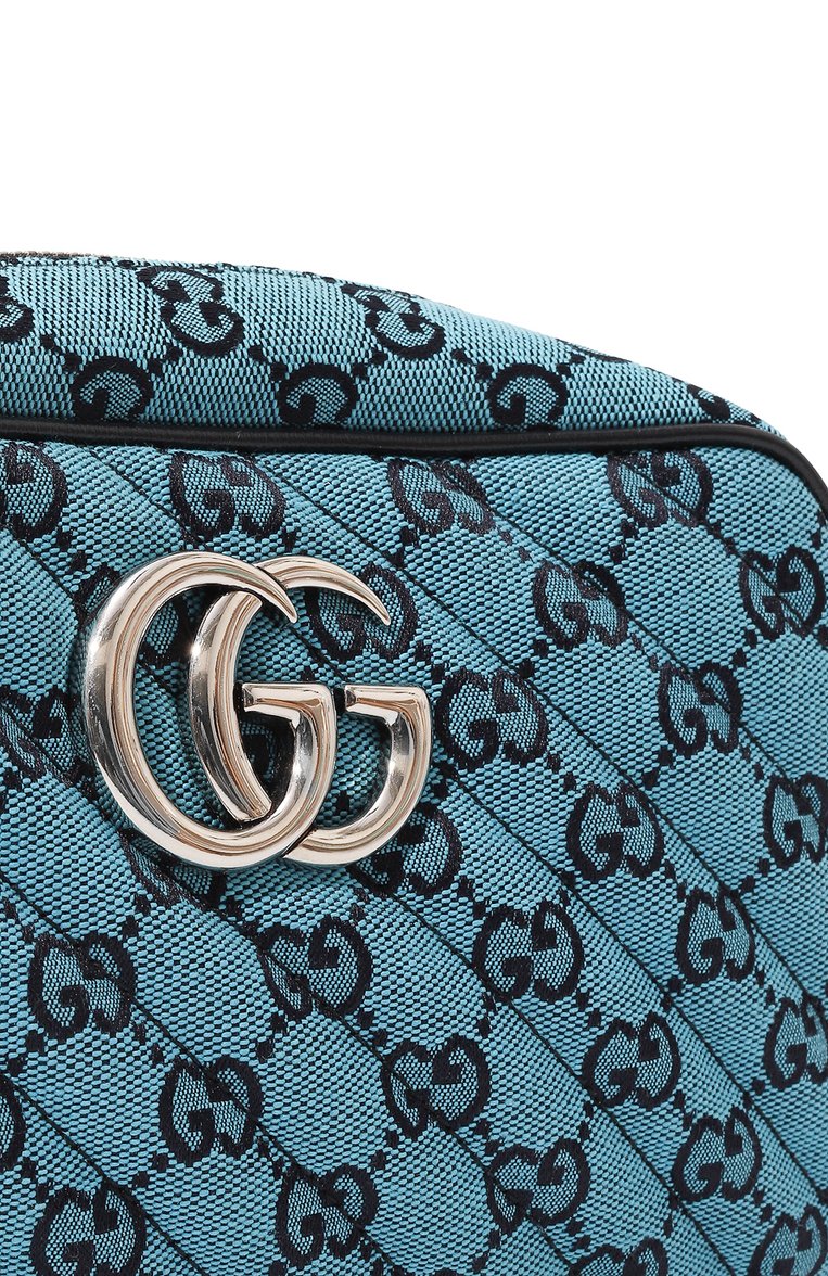 Женская сумка gg marmont small GUCCI голубого цвета, арт. 447632 2UZCN | Фото 3 (Материал: Текстиль; Размер: small; Ремень/цепочка: На ремешке; Сумки-технические: Сумки через плечо)