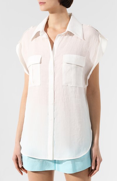 Льняная рубашка A MERE CO белого цвета по цене 33900 руб., арт. AMC-R20-G4-43, фото 3 Льняная рубашка A MERE CO, арт. AMC-R20-G4-43, фото 3