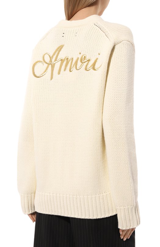 Кардиган из шерсти и вискозы Amiri AWKNCD1007 Кремовый  AWKNCD1007 Фото 4