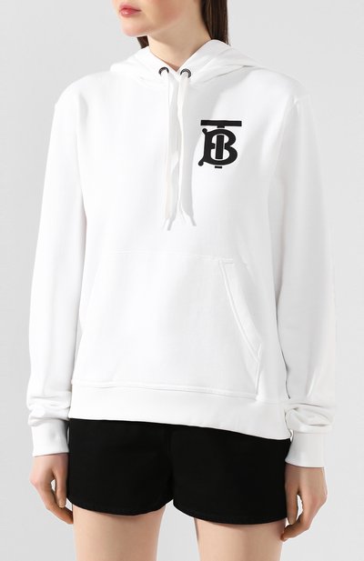 Хлопковое худи BURBERRY белого цвета по цене 86150 руб., арт. 8024351, фото 3 Хлопковое худи BURBERRY, арт. 8024351, фото 3