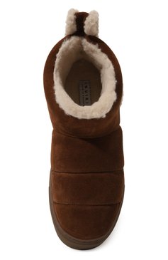 Женские замшевые полусапоги shearling slip-in INUIKII коричневого цвета, арт. 75202-010 | Фото 6 (Материал утеплителя: Натуральный мех; Подошва: Платформа; Драгоценные камни: Проставлено; Материал внешний: Натуральная кожа, Замша; Материал сплава: Проставлено; Кросс-КТ: угги; Высота голенища: Низкие)