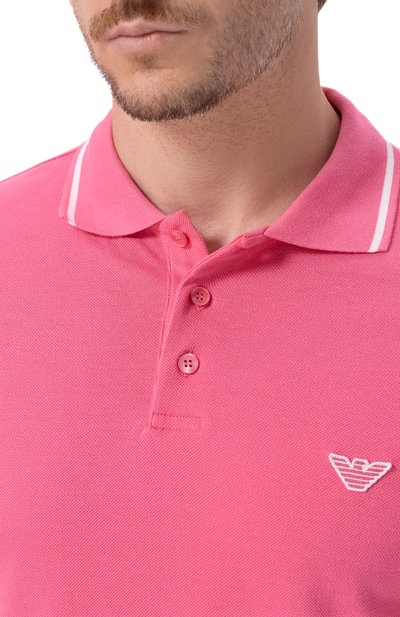 Хлопковое поло EMPORIO ARMANI розового цвета по цене 13400 руб., арт. EM001380/AF20424, фото 5 Хлопковое поло EMPORIO ARMANI, арт. EM001380/AF20424, фото 5