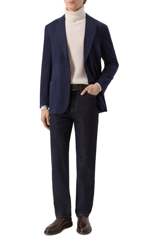 Пиджак из шерсти и шелка Stefano Ricci M1RMM22TA0/CM09HA_001 Синий  M1RMM22TA0/CM09HA_001 Фото 3