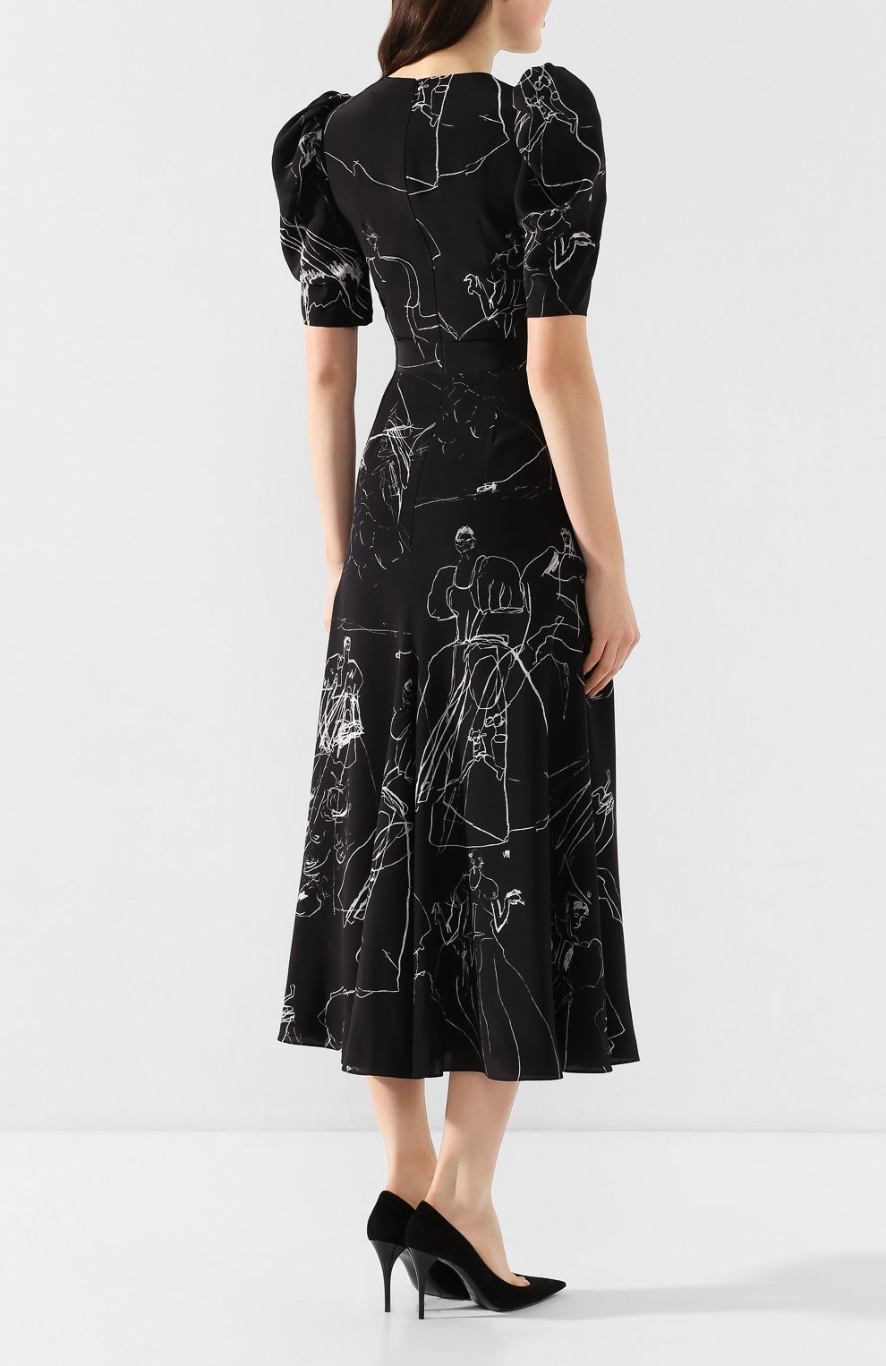 Шелковое платье ALEXANDER MCQUEEN черно-белого цвета по цене 227000 руб., арт. 620654/QDAAP, фото 4 Шелковое платье ALEXANDER MCQUEEN, арт. 620654/QDAAP, фото 4