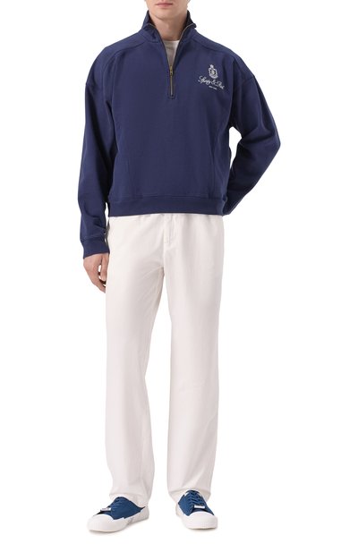 Хлопковый свитшот SPORTY AND RICH темно-синего цвета по цене 28100 руб., арт. ST073606231BL106, фото 2 Хлопковый свитшот SPORTY AND RICH, арт. ST073606231BL106, фото 2