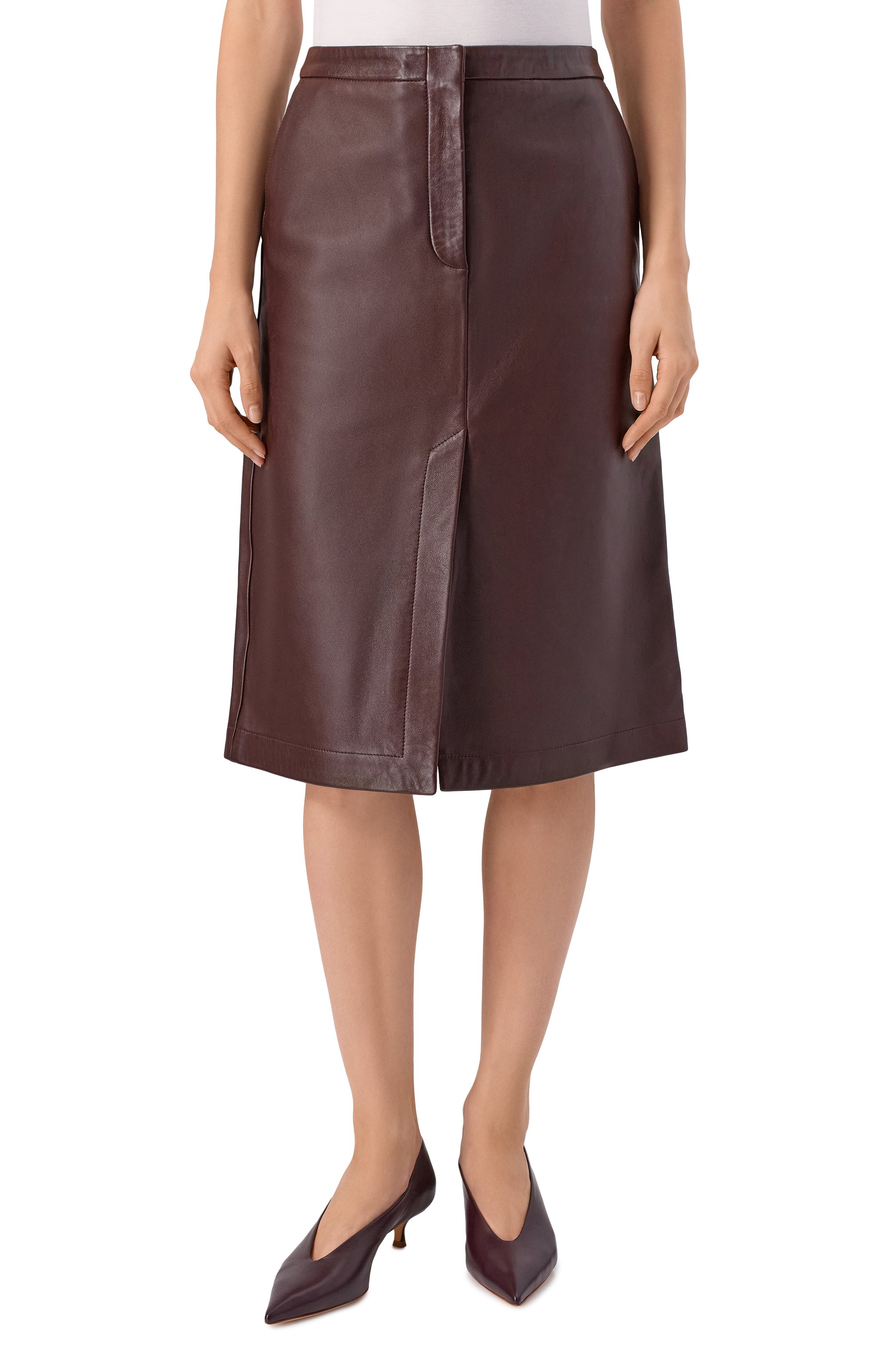 Кожаная юбка 12 STOREEZ коричневого цвета по цене 65000 руб., арт. 124529, фото 3 Кожаная юбка 12 STOREEZ, арт. 124529, фото 3