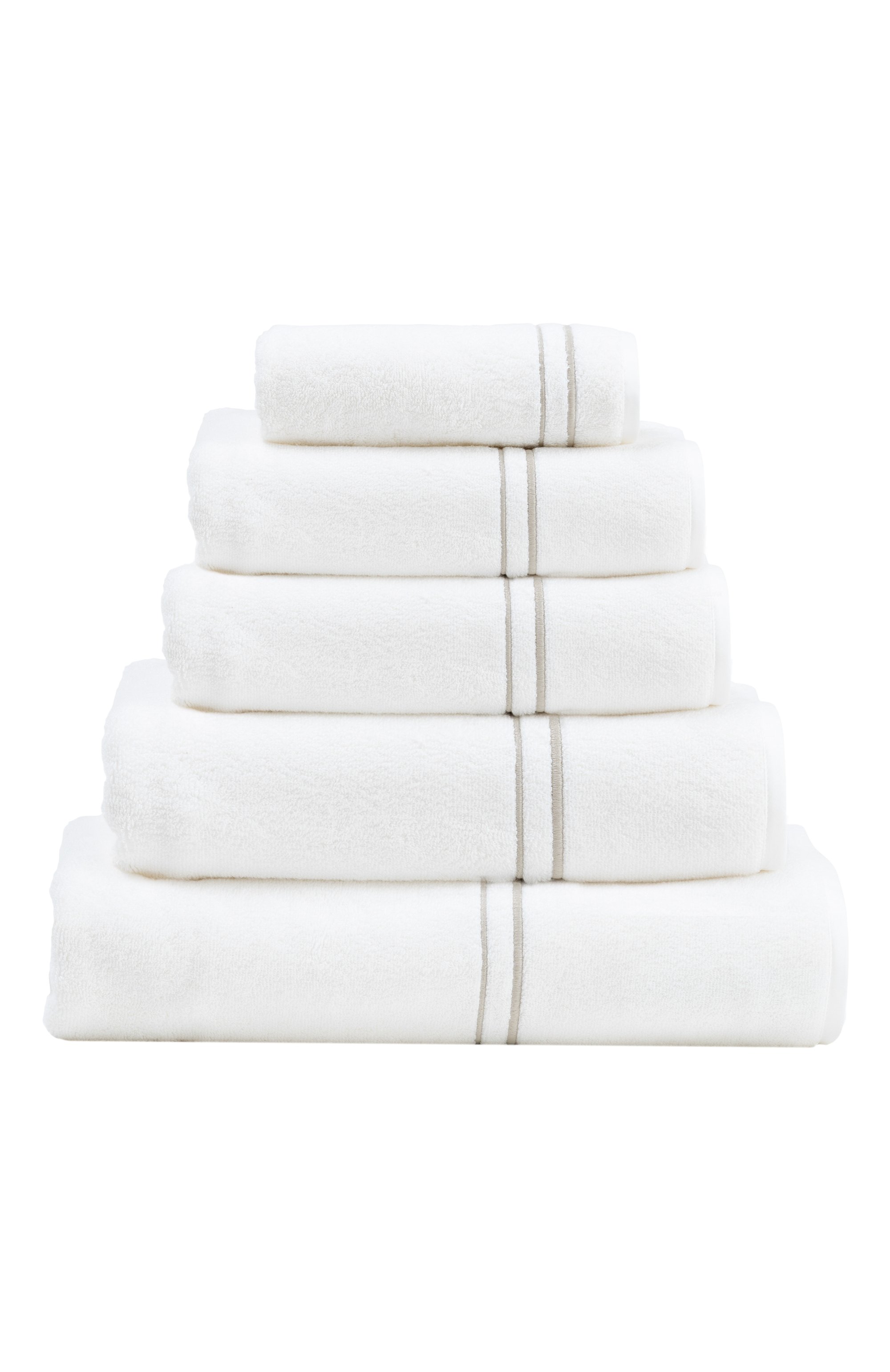 Набор из пяти полотенец layering embroidery FRETTE белого цвета по цене 99500 руб., арт. FR6940 D1100 5PZD, фото 1 Набор из пяти полотенец layering embroidery FRETTE, арт. FR6940 D1100 5PZD, фото 1
