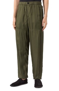 Мужские брюки из вискозы DRIES VAN NOTEN хаки цвета, арт. 251-020932-1427 | Фото 3 (Материал внешний: Вискоза; Длина (брюки, джинсы): Стандартные; Стили: Кэжуэл; Силуэт М (брюки): Джоггеры)