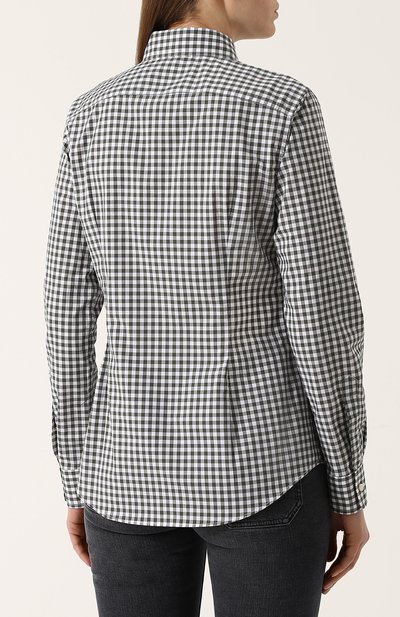 Приталенная хлопковая блуза в клетку POLO RALPH LAUREN, арт. 211684075, фото 4