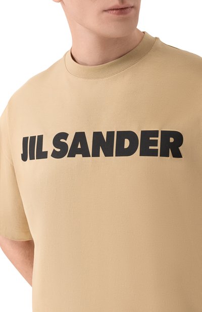 Хлопковая футболка JIL SANDER бежевого цвета по цене 55750 руб., арт. J22GC0221/J20348, фото 5 Хлопковая футболка JIL SANDER, арт. J22GC0221/J20348, фото 5