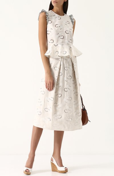 Льняная юбка-миди с поясом REBECCA TAYLOR белого цвета по цене 34650 руб., арт. 218276S832, фото 2 Льняная юбка-миди с поясом REBECCA TAYLOR, арт. 218276S832, фото 2