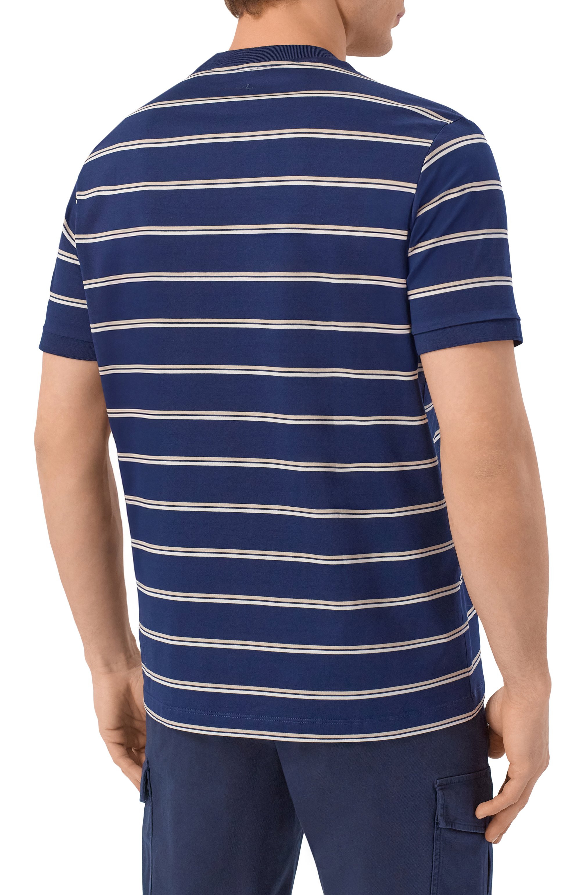 Хлопковая футболка PAUL&SHARK темно-синего цвета по цене 29150 руб., арт. 26411009, фото 4 Хлопковая футболка PAUL&SHARK, арт. 26411009, фото 4