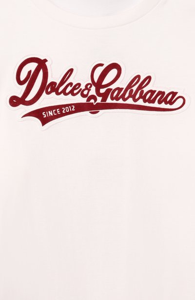 Хлопковая футболка DOLCE & GABBANA молочного цвета по цене 33300 руб., арт. L4JTHV/G7Q2W, фото 3 Хлопковая футболка DOLCE & GABBANA, арт. L4JTHV/G7Q2W, фото 3