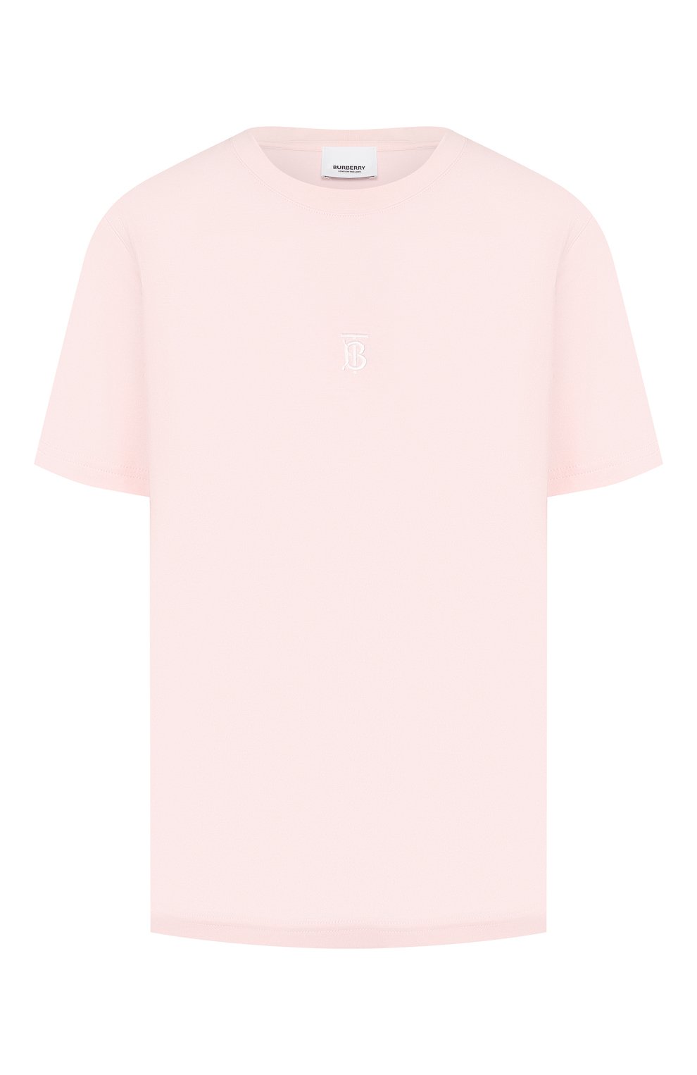 Хлопковая футболка BURBERRY розового цвета по цене 29950 руб., арт. 8015187, фото 1 Хлопковая футболка BURBERRY, арт. 8015187, фото 1