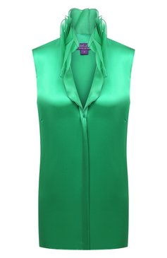 Женская шелковая блузка RALPH LAUREN зеленого цвета, арт. 290864930 | Фото 1 (Материал внешний: Шелк; Длина (для топов): Стандартные; Женское Кросс-КТ: Блуза-одежда; Принт: Без принта; Стили: Романтичный; Драгоценные камни: Проставлено; Нос: Не проставлено; Материал сплава: Проставлено)