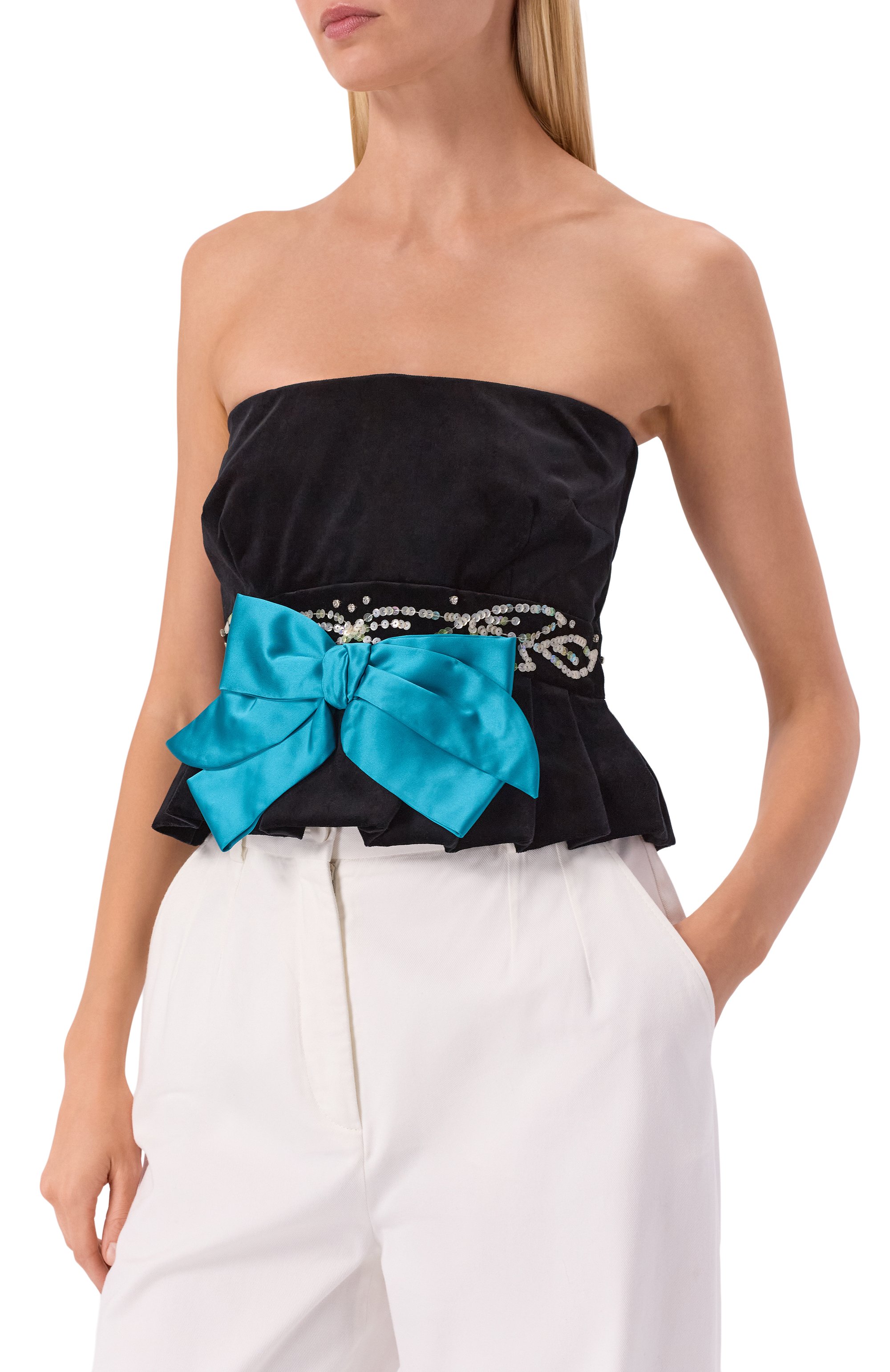 Бархатный топ VALENTINO, арт. 7B3AEAW0/905, фото 3