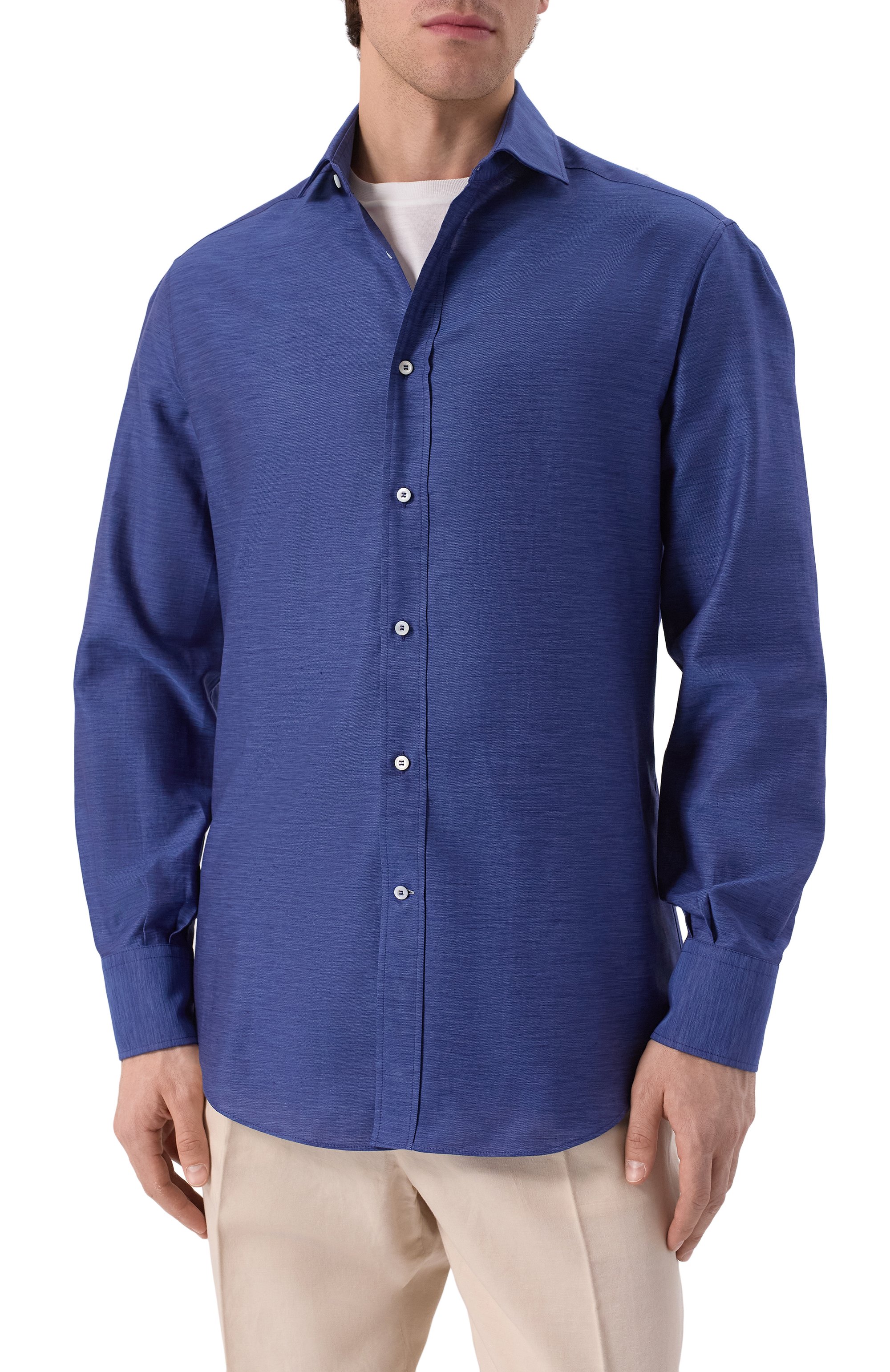 Рубашка из хлопка и льна BRUNELLO CUCINELLI, арт. MR6250028, фото 3