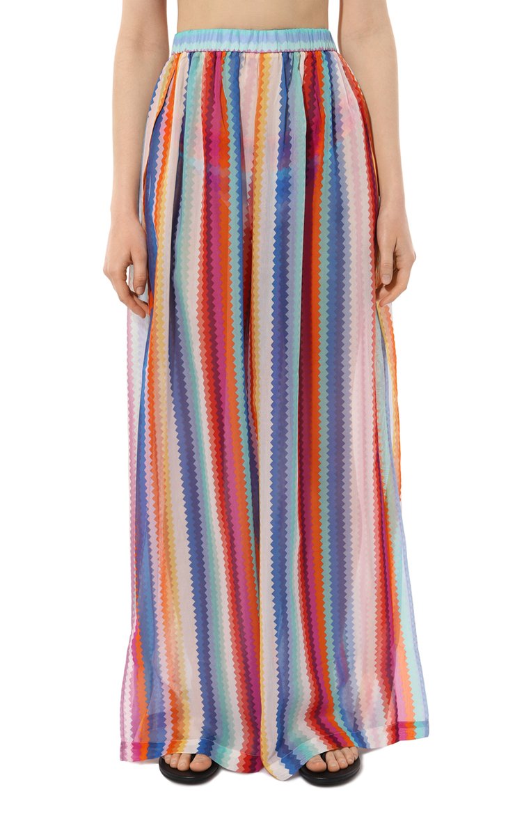 Женские брюки хлопка и шелка MISSONI разноцветного цвета, арт. MC23SI00/BW00PN | Фото 3 (Длина (брюки, джинсы): Стандартные; Материал внешний: Хлопок; Женское Кросс-КТ: Брюки-пляжная одежда; Стили: Этно)