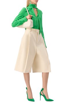 Женские замшевые туфли bow tie 105 AQUAZZURA зеленого цвета, арт. DENHIGP0-SUE-F00 | Фото 2 (Каблук высота: Высокий; Материал внутренний: Натуральная кожа; Подошва: Плоская; Материал внешний: Натуральная кожа, Замша; Каблук тип: Шпилька)